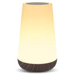 Table Lamp Touch Night Light - Portable Sensor Remote Control Bedside Lamps with Quick Rechargeable USB Dimmable Warm White Light 13 Colors RGB Table Lamp for Bedroom Living Room Office (Black Wood)
