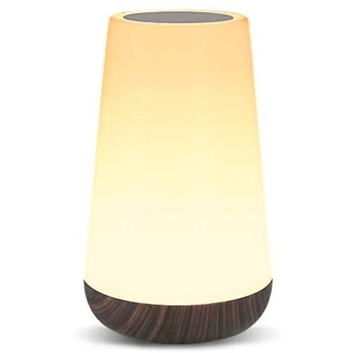 Table Lamp Touch Night Light - Portable Sensor Remote Control Bedside Lamps with Quick Rechargeable USB Dimmable Warm White Light 13 Colors RGB Table Lamp for Bedroom Living Room Office (Black Wood)