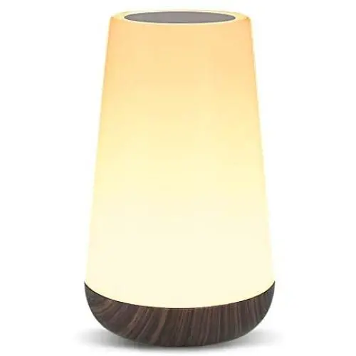 Table Lamp Touch Night Light - Portable Sensor Remote Control Bedside Lamps with Quick Rechargeable USB Dimmable Warm White Light 13 Colors RGB Table Lamp for Bedroom Living Room Office (Black Wood)