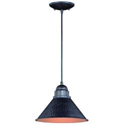 VAXCEL Indoor Outdoor Pendant Light, Hammered Steel with Black Aged Iron Finish, Dark Sky, Rustic Farmhouse Hanging Ceiling Barn Light Ideal for Garage, Front Door, Porch and Patio