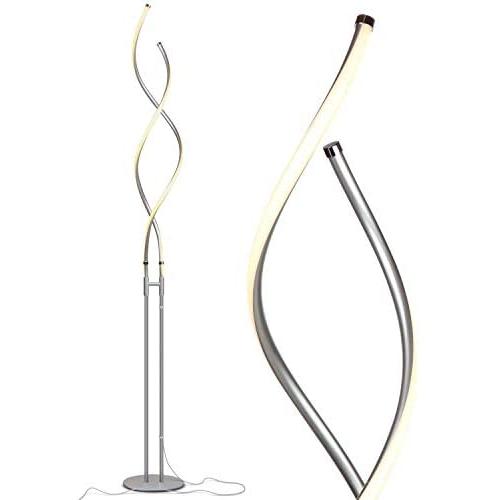 Brightech Embrace - Modern LED Spiral, 2 in 1 Lamp for Living Rooms - Contemporary Bright Lighting, Standing 40'' Tall End Table Lamp Adjustable to 66'' Floor Lamp - Dimmer Built in - Silver