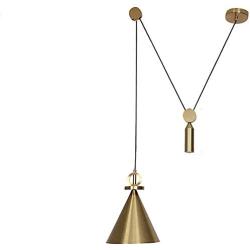 WETERS Industrial Retro Brass Pendant Lights, Pulley Hanging Lights, Height-Adjustable Dining Room Lights, Pendant Lights, Plating Gold, Living Room, Bedroom, Bar, E27