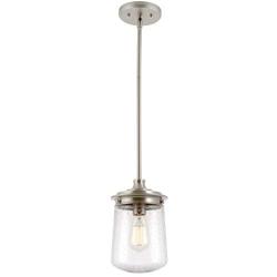 Kira Home Mason 10.5'' Industrial Pendant Light, Seeded Glass Shade + Brushed Nickel Finish