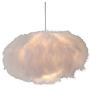 LITFAD Fabric Feather Hanging Ceiling Light Contemporary 1-Light White Ceiling Pendant Lamp Romantic Modern LED Pendant Light for Living Room Dining Room Bedroom Restaurant