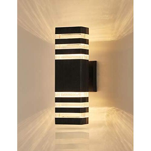 LED Up and Down Outdoor Wall Light 12W 3000K Warm White, Outdoor Waterproof LED Wall Lamp as Porch Light Fixture, Waterproof Exterior Light Fixtures for Entryways, Yards (Light Source Include)