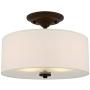 Kira Home Addison 13'' 2-Light Semi-Flush Mount Ceiling Light Fixture with Off-White Fabric Drum Shade, Bronze Finish Kira Home Addison 13'' 2-Light Semi-Flush Mount Ceiling Light Fixture with Off-White Fabric Drum Shade, Bronze Finish