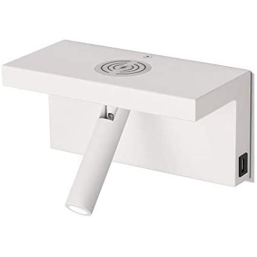 Touch Control Bedside Reading Wall Light with 5V/2A Fast USB Charging Port, ARKTIVO 3W LED Wall Lamp, 4000K Neutral White USB Wall Sconce for Bedroom Headboard or Living Room, White