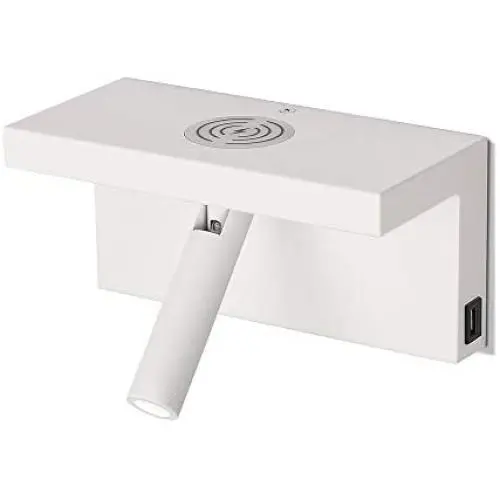 Touch Control Bedside Reading Wall Light with 5V/2A Fast USB Charging Port, ARKTIVO 3W LED Wall Lamp, 4000K Neutral White USB Wall Sconce for Bedroom Headboard or Living Room, White