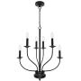 ELUZE 6 Light Farmhouse Chandelier,Metal Black Vintage Pendant Lighting, Industrial Kitchen Light Fixtures, Simplicity Dining Room Pendant for Kitchen Bedroom Living Room Bar