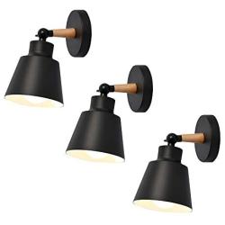 Wall Light fixtures Nordic Modern Industrial Style Wall Sconce Lamps,Aisle Lights Corridor Lamp Bedside Reading Light E26/E27(Color : Black),for Living Room Decor Lighting 3 Pack