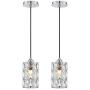 Doraimi 1 Light Polygon Crystal Pendant Lighting (Set of 2) with Chrome Finish, Modern Style Ceiling Light Fixture with Polyhedral Crystal Shade for Foyer Dining Room Family Room