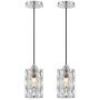 Doraimi 1 Light Polygon Crystal Pendant Lighting (Set of 2) with Chrome Finish, Modern Style Ceiling Light Fixture with Polyhedral Crystal Shade for Foyer Dining Room Family Room