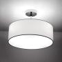 Ceiling Light, Semi-Flush Mount Modern Fabric Pendant Light Shade, Large White Drum Lampshade, Round Pendant Lamp, Lamps for bedrooms, Flush Chrome Matt, 3 Bulbs