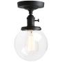Pathson Industrial Semi-Flush Mount Ceiling Light, Vintage Style Pendant Lighting, Glass Shade Hanging Light Fixtures for Laundry Room Living Room Cafe Bar