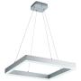 Royal Pearl Modern LED Pendant Light Dimmable Comtemporary Chandelier Adjustable 1 Square Pendant Lighting for Living Room Dining Room Kitchen, Cool White 6000K, Silver
