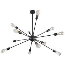 Vikashing 12 Lights Sputnik Chandelier 41.3‘’ Big Farmhouse Pedant Light Black Vintage Industrial Metal Ceiling Light Industrial Mid Century Modern Pendant Lighting for Kitchen Dining Room Living Room