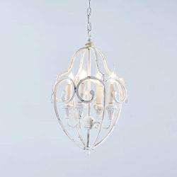 4 Light Farmhouse Chandelier Lighting,12.6'' Orb Dining Room Chandelier ,Rustic Kitchen Light Fixture Ceiling,Foyer Chandelier,Distressed White Metal Chandelier BN-1071-4R