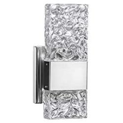 JINZO Indoor LED Wall Sconce Light Fixtures Brush Nickel Modern Wall Light Fixture for Bathroom Bedroom Living Room Entryway Hallway Balcony with Ice Inspired Molded Hand-Crafted Solid Glass-1 Pack