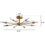 Semi Flush Ceiling Vintage Brushed Gold Light Fixture, Palacelantern Electroplated Brass 8 Lights Industrial Sputnik Chandelier for Kitchen Dining Living Room Bedroom Lighting