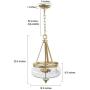 GEPOW Gold Modern Chandelier, Glass Pendant Lighting Fixture for Dining Room, Entryway, Living Room, Kitchen, Bedroom, 3 Lights