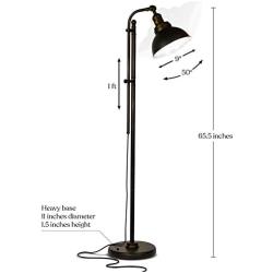 Brightech Dylan - Industrial Floor Lamp for Living Rooms & Bedrooms - Rustic Farmhouse Reading Lamp - Standing, Adjustable Head Indoor Pole Lamp