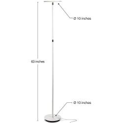 Brightech Sky LED Torchiere Super Bright Floor Lamp - Contemporary, High Lumen Light for Living Rooms and Offices - Dimmable, Indoor Pole Uplight for Bedroom Reading - White