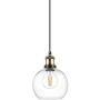 WENFENG Industrial Mini Pendant Light Fixtures, Adjustable Height Flush Mount Hanging Ceiling Lamp, Clear Globe Glass Shade E26 Base for Kitchen Island Dining Room Living Room Hallway Entryway