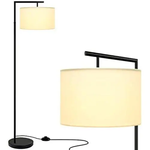 Congratsu Modern Floor Lamp with Linen Drum Shade Black Mid Century Indoor Pole Light with Edison E26 Base Nursery Standing Tall Lighting for Living Room Bedroom Office Congratsu Modern Floor Lamp with Linen Drum Shade Black Mid Century Indoor Pole Light with Edison E26 Base Nursery Standing Tall Lighting for Living Room Bedroom Office