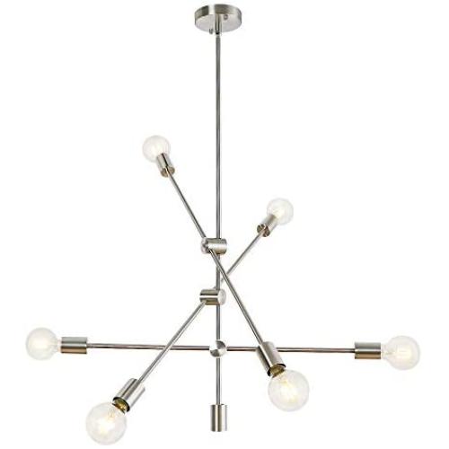 LynPon Sputnik Chandelier 6 Lights Modern Ceiling Light Fixture Brushed Nickel Industrial Vintage Pendant Lighting for Dining Room Kitchen Island Bedroom Living Room Foyer