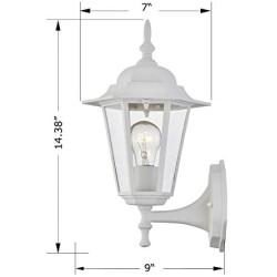 Gruenlich Outdoor Wall Lantern, Wall Sconce as Porch Lighting Fixture with One E26 Medium Base, Aluminum Housing Plus Glass, ETL Rated, Bulb Not Included (White Finish)