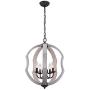 Farmhouse French Country 5-Light Globe Wooden Chandelier, Chic Cottage Wood Pendant Light for Dining Room, Living Room, Foyer, Hall, Entry, Restaurant - Distressed White
