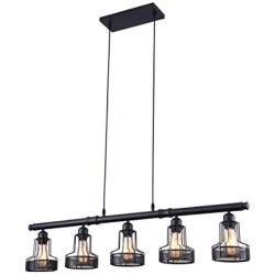 mirrea Rustic Kitchen Island Lights 5 Lights Ceiling Light Fixture Black Painted