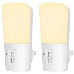 LOHAS Plug in Night Light, Dimmable LED Night Lights with Dusk to Dawn Sensor, Soft White 3000K Sleep Nightlight, Adjustable Brightness 5-80lm Mini Light for Nursery Kids Room Hallway Kitchen, 2 Pack