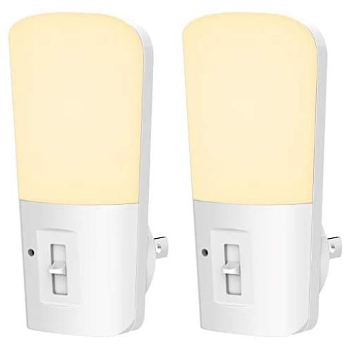 LOHAS Plug in Night Light, Dimmable LED Night Lights with Dusk to Dawn Sensor, Soft White 3000K Sleep Nightlight, Adjustable Brightness 5-80lm Mini Light for Nursery Kids Room Hallway Kitchen, 2 Pack
