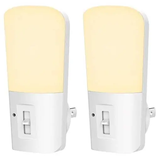 LOHAS Plug in Night Light, Dimmable LED Night Lights with Dusk to Dawn Sensor, Soft White 3000K Sleep Nightlight, Adjustable Brightness 5-80lm Mini Light for Nursery Kids Room Hallway Kitchen, 2 Pack