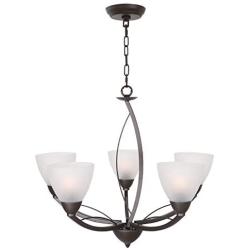 Lucidce Modern Chandelier 5-Light Lighting Fixtures Ceiling Hanging Lights Alabaster Glass Shades Oil Rubbed Bronze Pendant Light for Dining Room Living Room