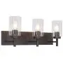 VINLUZ Vanity Bathroom Light Fixture Oil Rubbed Bronze 3 Lights Rustic Wall Sconce Lighting with Clear Glass Shade Vintage Porch Wall Lamp Bedroom Living Room