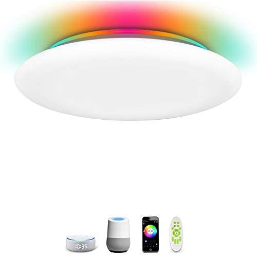 OFFDARKS 36w WiFi Smart LED Ceiling Light Compatible with Amazon Alexa and Google Assistant for Living Room Bedroom Children Room, Adjustable Brightness,Colored Light, App and Remote Control 