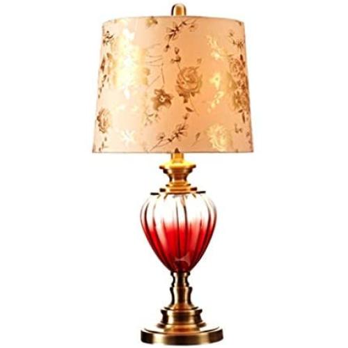 Lighting Table Lamp-AoYanQi Wine Red Glass Table Lamp, Transparent Copper Base Table Lamp Bedroom Living Room Reading Lamp Modern Fashion Desk Lamp Decorative Tools (Color : A)