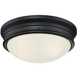 Westinghouse Lighting 6324100 Meadowbrook Two-Light Indoor Flush-Mount Ceiling Fixture, Matte Black Finish with Frosted Glass