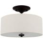 Kira Home Addison 13'' 2-Light Semi-Flush Mount Ceiling Light Fixture with Off-White Fabric Drum Shade, Bronze Finish Kira Home Addison 13'' 2-Light Semi-Flush Mount Ceiling Light Fixture with Off-White Fabric Drum Shade, Bronze Finish
