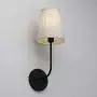 Pathson Vintage Wall Sconce, 1-Light Wall Light with Linen Fabric Lamp Shade, Industrial Wall Mounted Fixture for Bedroom Living Room, Dark Black Finish 2-Pack (Black)