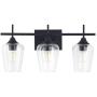 CO-Z 3-Light Vanity Light in Matt Black Finish, Vintage Farmhouse Mirror Lights with Clear Glass Shade, Modern Industrial Wall Sconce for Bathroom, Bedroom, Hallway, Makeup Dressing Table