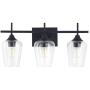 CO-Z 3-Light Vanity Light in Matt Black Finish, Vintage Farmhouse Mirror Lights with Clear Glass Shade, Modern Industrial Wall Sconce for Bathroom, Bedroom, Hallway, Makeup Dressing Table