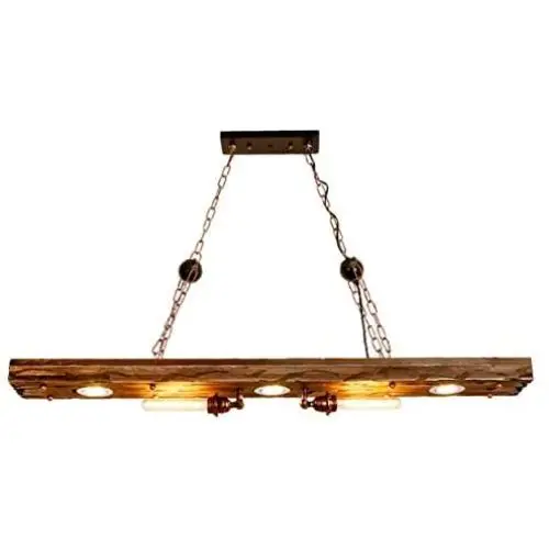 LAKIQ Industrial Farmhouse Kitchen Island Pendant Lighting 5 Lights Wooden Chandelier Rustic Loft Hanging Ceiling Lights Fixture for Bar Restaurant Dining Room LAKIQ Industrial Farmhouse Kitchen Island Pendant Lighting 5 Lights Wooden Chandelier Rustic Loft Hanging Ceiling Lights Fixture for Bar Restaurant Dining Room