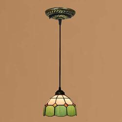 Tiffany Style Pendant Light,Dining Room Living Room Pendant Lamp,Hallway Hanging Light with 20Cm (8 Inch) Vintage Square Lattice Stained Glass Shade,Indoor Chandelier 110-240V E27,F