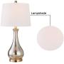 Maxax Table Lamps Set of 2 with USB Charging Port Gold Mercury Glass Bedside Nightstand Lamp White Drum Shade for Living Room Family