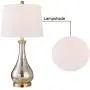Maxax Table Lamps Set of 2 with USB Charging Port Gold Mercury Glass Bedside Nightstand Lamp White Drum Shade for Living Room Family