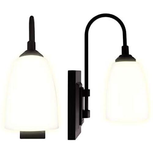 Westek Battery Operated Wall Sconce, 2 Pack – 100 Lumens, 4 Hour Auto Shut-Off Battery Wall Sconce – Plastic with Matte Black Finish – Wireless Wall Light with Easy Install – 2 Light Settings