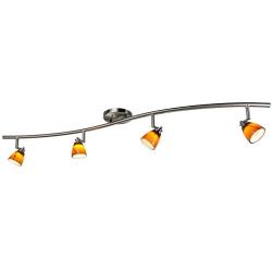 Direct-Lighting 4 Light Adjustable Track Light, Brushed Steel Finish, Amber Glass Shade, Ready to Install, Bulb Included, D268-44C-BS-AMS